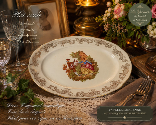 Grand plat ovale - ancien, en